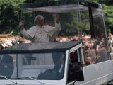 Pope John Paul II Rides in his Bulletproof Vehicle Through Warsaw, Poland Photographic Print by James L. Stanfield