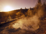 Sunrise over the Echinus Geyser at the Noris Geyser Basin in Yellowstone National Park, Wyoming Photographic Print by Richard Nowitz