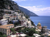 The Beach and City of Positino on the Amalfi Coast in Italy Photographie par Richard Nowitz