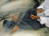 Photo of a Fisherman Repairing his Net, Egypt Photographic Print by James L. Stanfield