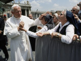 Pope John Paul II Blesses a Group of Nuns Photographic Print by James L. Stanfield