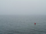 Red Buoy Floating on Block Island Sound in the Fog, Rhode Island Photographic Print by Todd Gipstein
