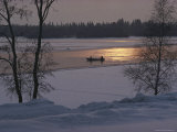 Sitting in Rowing Boat during Winter, Helsinki, Finland Photographic Print by Brimberg & Coulson 