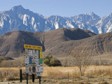 Lone Pine Sign and Mount Whitney from Highway 395 in Lone Pine, California Photographic Print by Rich Reid