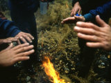 Men Warming their Hands on Expedition Photographic Print by Kate Thompson Men Warming their Hands on Expedition Photographic Print by Kate Thompson
