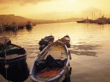 Sunset Setting over Two Boats at a Fishing Harbour and Marina on the Bay of Naples in Naples, Italy Photographic Print by Richard Nowitz