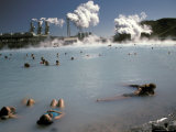 Swimmers in a Therapeutic Thermal Lake Created from a Power Plant Photographic Print by Richard Nowitz