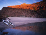 Sea Kayaks at a Island Camp at Sunset, Baja, Mexico Photographic Print by Bill Hatcher