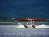 Two Floatplanes Landing on Robe Lake near Valdez, Robe Lake, Alaska Fotografisk tryk af Rich Reid