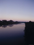 The Moon High in a Vast Empty Night Sky Pre-Dawn over a Calm River, Australia Photographie par Jason Edwards