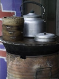 Tea and Dumplings Kept Warm in a Xining, China Market Photographic Print by David Evans