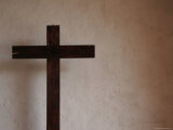 Wood Cross against White Wall, San Cristobal de Las Casas, Mexico Photographic Print by Gina Martin