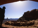Silhouette of a Man with Standing at an Anasazi Ruin, Utah Photographic Print by Kate Thompson