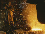 Sparks Fly from a Steel Furnace, Utah Photographic Print by James P. Blair