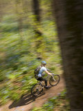 Woman Mountain Biker Blur with Flowers Photographie par Skip Brown