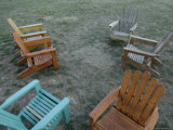 Several Lawn Chairs Scattered Around a Yard in Santa Fe, New Mexico Photographie par Joel Sartore