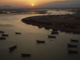Sur Harbor from Rocky Mount in Ayaj at Sunset, Oman Photographic Print by James L. Stanfield