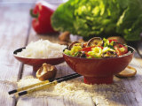 Curried Shiitake and Chinese Cabbage with Rice in Bowls Photographic Print by Peter Rees