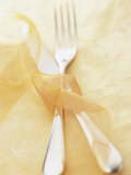 Knife and Fork Decoratively Tied with Ribbon Photographic Print by William Lingwood