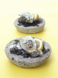 Oysters with Seaweed in Stone Bowl Photographic Print by Alexander Van Berge