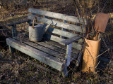 Weathered Garden Bench and Rusting Tools Await Spring, Silver Spring, Maryland Photographic Print by Stephen St. John