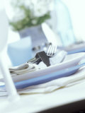 Place Setting with Blue and White Plates Photographic Print by Ian Garlick