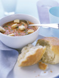 Cold Tomato Soup with Croutons Photographic Print by Ian Garlick