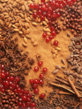 Spices, Nuts, Almonds and Cherries Forming a Surface Fotografie-Druck von Luzia Ellert