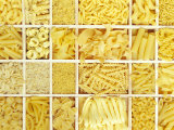Still Life: Various Types of Pasta in White Typesetter's Case Lámina fotográfica