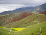 Wheat and Rapeseed Fields in a Mountainous Landscape, Qinghai, China Photographie par David Evans