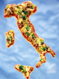 Pizza in Shape of Map of Italy Fotografická reprodukce Pizza in Shape of Map of Italy Fotografická reprodukce