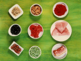 Ingredients for Pasta Dishes: Tomato Puree, Ham, Peas Etc. Photographic Print by Dirk Albrecht