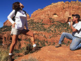 Woman Dramatically Models for Camera While Out Hiking Photographic Print by Kate Thompson