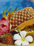 Exotic Fruits: Lychees, Red Pitahaya, Papaya, Pineapple Photographic Print by Vladimir Shulevsky