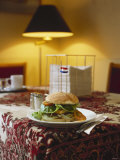 A Hamburger on a Plate in Amsterdam Restaurant Photographic Print by George Seper
