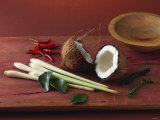 Lemon Grass, Chili, Lemon Leaves, Pepper and Coconut Photographic Print by Jörn Rynio