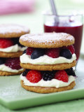 Small Sponge Cake with Berry and Cream Filling Photographic Print by Frank Wieder