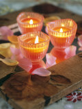 Three Candles and Rose Petals on a Table Photographic Print by Alena Hrbkova