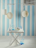 Plates, Cutlery, Water Bottle on White Table, Lanterns Photographic Print by Luzia Ellert