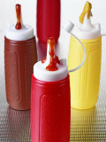 Ketchup and Mustard in Plastic Bottles Fotoprint