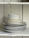 White Plates and Soup Plates (In Piles) Photographic Print by Ellen Silverman