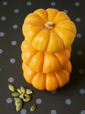 Three Baby Pumpkins in a Pile, Pumpkin Seeds Fotografie-Druck von Véronique Leplat
