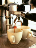 Espresso Running out of Espresso Machine into Two Cups Photographic Print by Stefan Braun