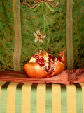 A Pomegranate with Asian Linens Photographic Print by Jan-peter Westermann