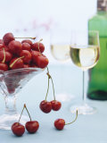 Bowl of Cherries and Two Glasses of White Wine Photographic Print by Vladimir Shulevsky