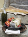 Italian Cheese, Tomatoes, Olive Oil and White Bread Photographic Print