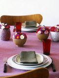 Bowls of Flowers on Laid Table Photographic Print by Benedetta Spinelli