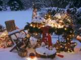 Christmas Decorations on a Snowy Terrace Photographic Print by Elke Borkowski