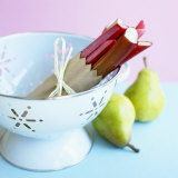 Rhubarb in a Colander, Pears Beside It Photographic Print by Dave King