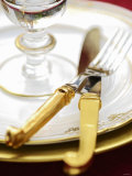 Festive Place Setting with Gold Cutlery Photographic Print by Winfried Heinze